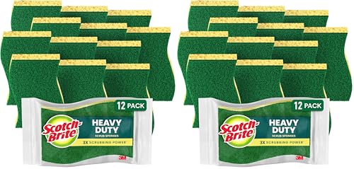 Scotch-Brite Heavy Duty Scrub Sponges, for Washing Dishes and Cleaning Kitchen, 12 Scrub Sponges (Pack of 2) - size: 12 Scrub Sponges (Pack of 2)
