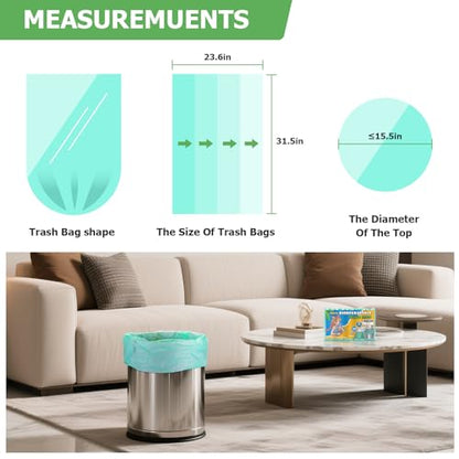 Garbage Bags 13 Gallon Tall Kitchen - Clear Green Biodegradable Large Trash Bags Unscented Leak-Proof Wastebasket Can Liners for Office Bedroom Toilet or Outdoor Heihaily Bulk 75 Count - style: Bio-13gal Green 75