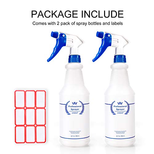 Plastic Spray Bottle 2 Pack, 32 Oz, All-Purpose Heavy Duty Spraying Bottles Leak Proof Mist Empty Water Sprayer for Cleaning Solution, Essential Oils, Hair, Planting with Adjustable Nozzle - Blue - color: Blue
