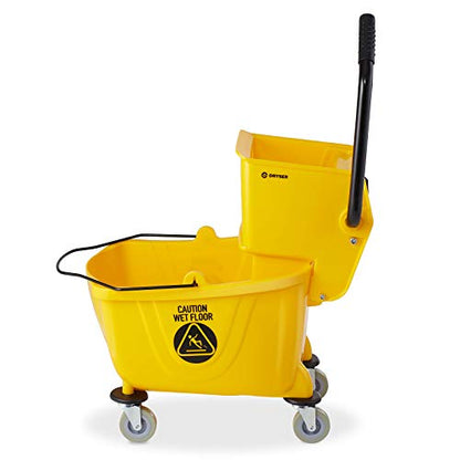 Dryser Commercial Mop Bucket with Side Press Wringer, 26 Quart, Yellow - color: Yellow