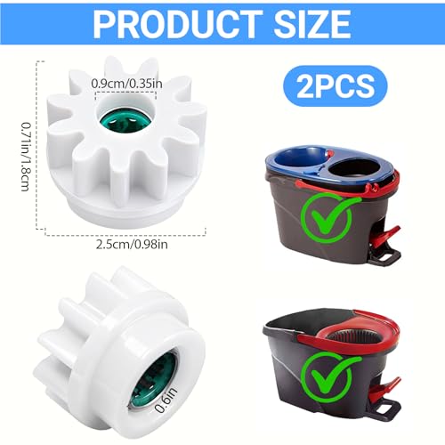 Pedal Bearing Replacement Fits OCedar Mop Bucket - 2 Pack Easy Fix One Way Clutch Gear Sprockets Repair, Compatible with Vileda Rotation Mop Buckets & OCedar Replacement Parts