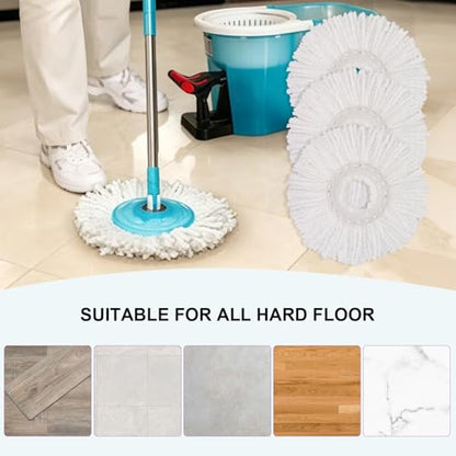 Spin Mop Replacement Heads, 6.3 Inch Microfiber Mop Refills Compatible with Hurricane, Mopnado, Simpli Magic and Other 360° Spin Mop Systems, Round Standard Universal Mop Pads (White) - 3 Pack - color: 6 Wihte - 3 Pack