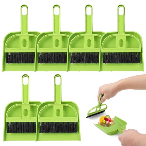 SEWACC 12 Sets Mini Hand Broom and Dustpan Set Small Cleaning Brush and Shovel for Desk Keyboard Pet, Home Office Portable Desktop Cleaning Tools