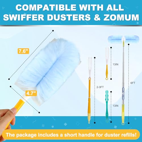 Duster Refills for Swiffer Dusters，Strong Static Dust Removal，Duster Refill Replacement Head for Electronics, Furniture, Blinds（18 PCS+1Handle）