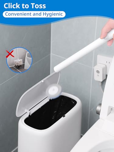 Disposable Toilet Cleaner Wand and Holder Set, Wall Mounted Toilet Bowl Brush Kit with 12 Refill Heads, Hygienic Toilet Cleaning System for Bathroom and RV - size: Toilet Brush + Storage Caddy + 12 Refills