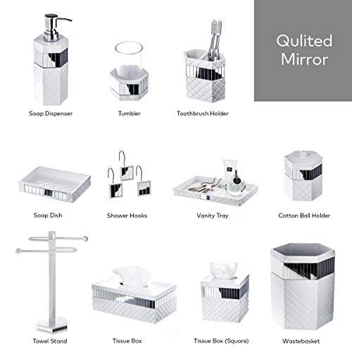 Creative Scents Quilted Mirror 6 Piece Bathroom Accessories Set - style: 6 Piece Set