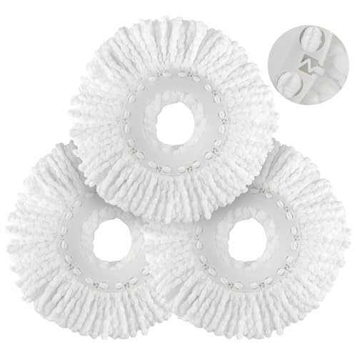 Spin Mop Replacement Head for Hurricane 360° Spin Mop Systems, Microfiber Spin Mop Head, Round Shape Standard Universal Size Magic Mop Refill, 3 Pack - size: 3 Count(Pack of 1)