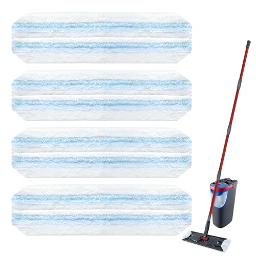 4 Pack Mop Replacement Pads: Compatible with O Ceda H2prO Flat Mop System, Microfiber Mo p Head Replacements, Flat Floor Mop, Washable & Reusable Pad Refills