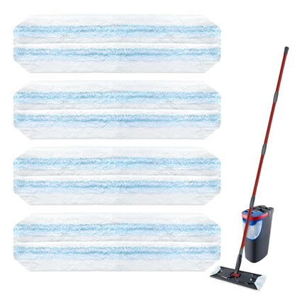 4 Pack Mop Replacement Pads: Compatible with O Ceda H2prO Flat Mop System, Microfiber Mo p Head Replacements, Flat Floor Mop, Washable & Reusable Pad Refills