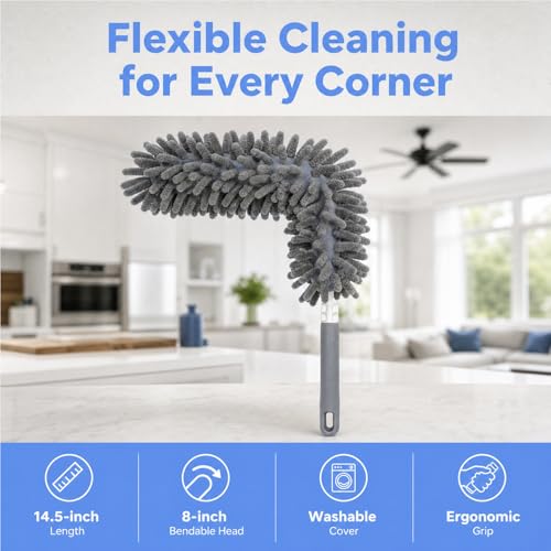 Microfiber Duster for Cleaning, Car Duster Interior, Washable Duster, Feather Duster for Car Interior, Office, Furniture