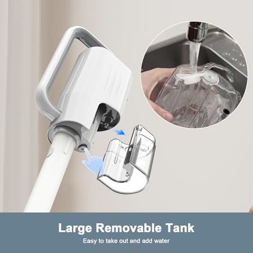 Steam Cleaner, 6 in1 Rotated Steam Mop Cleaner with 2 Modes, 2 Microfiber Pads, 400ML Removable Tank, 23FT Power Cable, Detachable Steam Mops for Floor, Laminate Floor, Tiles Cleaning (White) - color: White
