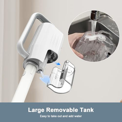 Steam Cleaner, 6 in1 Rotated Steam Mop Cleaner with 2 Modes, 2 Microfiber Pads, 400ML Removable Tank, 23FT Power Cable, Detachable Steam Mops for Floor, Laminate Floor, Tiles Cleaning (White) - color: White