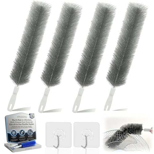 Bendable Microfiber Head, 2026 New Reusable Dust Remover, Fan Brush Cleaner Washable Ldeal, Multi Purpose Dust Removal Brush for Electric Fans Air Conditioning, Home Car Vents, Curtain (Gray 4pcs) - color: Gray 4pcs