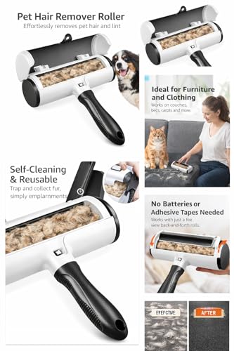 Pet Hair Remover, Lint Roller for Furniture, Carpet, Sofa & Clothes