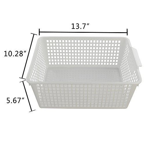 3-Pack Large Plastic Storage Basket, Plastic Storage Bin, White