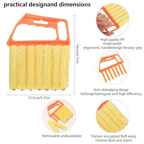 4pcs Window Venetian Blind Cleaner Duster Tool, Include 2pcs 7 Finger Blind Duster Brush & 2pcs Shutter Cleaner Brushes, Blinds Cleaning Brush Tool for Blinds Air Conditioner Vent Keyboard