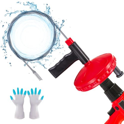 20FT Drain Auger Plumbing Snake Drain Hair Clog Removal Tool drain snake clog removal hair removel | Use Manually or Powered for Bathtub Drain, Bathroom Sink, Kitchen Cleaning with Gloves(20ft/6M-Red) - color: Drain Auger-Red, style: 20ft/6M Stainless Ste