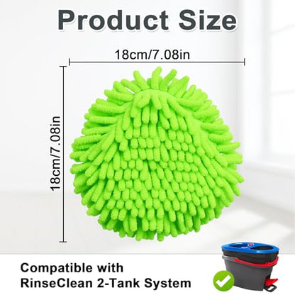 Mop Heads Replacements, 3 Pack Spin Mop Refill Replace Head for O Cedar RinseClean 2 Tank System, Microfiber & Chenille, Machine Washable and Safe for Cleaning All Hard-surfaced Floors - size: 3 Pack- Chenille Mop Pads