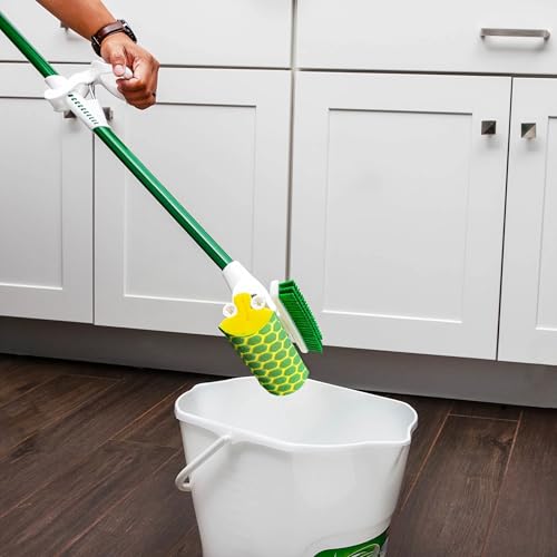 Nitty Gritty Sponge Mop with Built-in Scrub Brush Heavy Duty Floor Cleaning Mop for Hardwood Tile Laminate Vinyl Floors