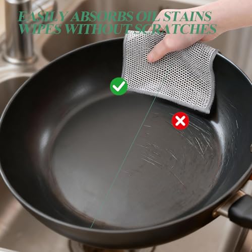 20PCS Non-Scratch Wire Dishcloth,Silver Mesh Dish Cloths with Diamond Weave, Reusable Multipurpose Wire Dishwashing Rags for Cookware, Glass Stovetops, and Enamel Surfaces - size: 20 PCS
