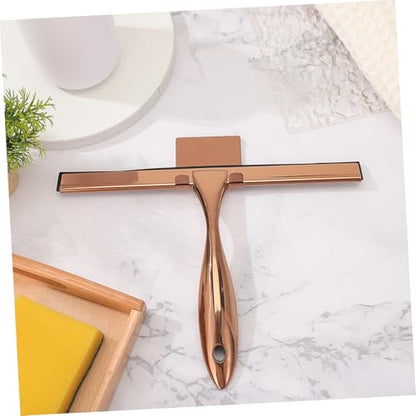 Stainless Steel Window Squeegee with Copper Silicone Handle, Shower Glass and Mirror Cleaning Tool, Household Bathroom and Car Cleaning Scraper