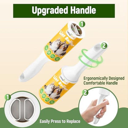 Extra Sticky Lint Roller for Pet Hair – 500 Sheets, Reinforced 2 Handles, Dog & Cat Hair Remover for Clothes, Carpet, Furniture - size: 500Sheets+2 Handles
