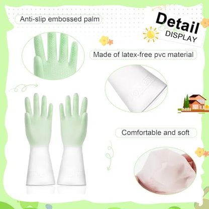 Long Cuff Cleaning Gloves Waterproof Reusable Household Gloves Anti Slip Grip for Kitchen Dishwashing Bathroom Garden Tasks - color: Green, size: Small