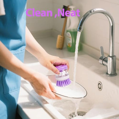 Dish Brush for Dishes Pot Pan Plate, 2 Pack Kitchen Scrub Brushes for Cleaning, Purple Pink - color: Purple Pink