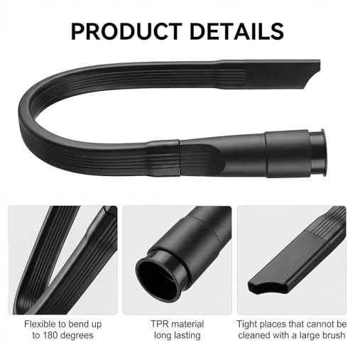 25" Flexible Dryer Vent Cleaner Kit - Household Cleaning Supplies, Refrigerator Appliance Long Coil Brush, Flexible Lint Remover, for Vacuum Hoses All 1-1/4" or 1-3/8" (32mm - 35mm) Vacuum
