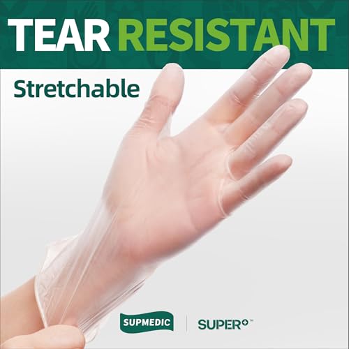 Supmedic Vinyl Disposable Exam Gloves, Clear 4Mil Powder-Free Latex-Free Medical Food-Safe Cooking Cleaning Glove 100&1000 Ct - color: Small (1000 Clear)