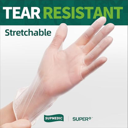 Supmedic Vinyl Disposable Exam Gloves, Clear 4Mil Powder-Free Latex-Free Medical Food-Safe Cooking Cleaning Glove 100&1000 Ct - color: X-large (1000 Clear)