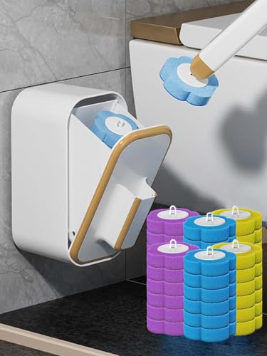 Disposable Toilet Brush with 36 Refills,Toilet Bowl Cleaner,Toilet Cleaning Supplies,Wall Mounted Toilet Wand Brush Kit with Holder for Bathroom Cleaning & Hygiene Bathtub Maintenance - color: Gold