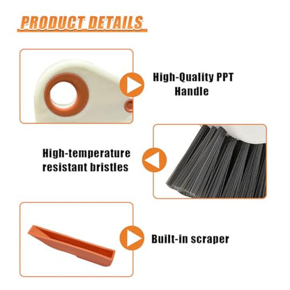 YoRise 2 in 1 Car Groove Cleaning Brush, Multifunctional Hard Bristle Car Window Track Cleaner Tool with Hidden Scraper, Universal Auto Door Crevice Cleaning Accessories for Window Sill(Orange-2PCS) - size: Orange-2PCS