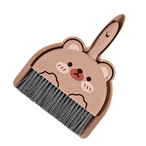 Mini Dustpan and Brush Set, Cartoon Portable Cleaning Broom with Dust Pan, Handheld Dust pan with Cleaning Brush Combo for Desk Keyboard Countertop (Bear) - size: Bear