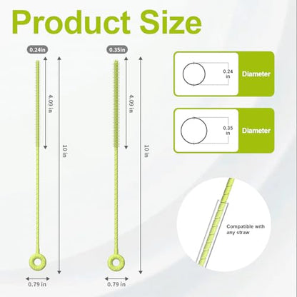 YOTIME Silicone Straw Cleaner Brush, 2 Pcs Reusable Straw Brush(6mm+9mm) for Cleaning Narrow & Wide Straws, Tumblers, Green - color: Green