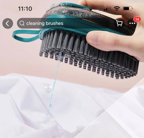 Brush with Soap Dispenser, Good Srubber Cleaner for Dish Sink Pan Pot Washing and Cleaning, Bathroom, Kitchen, Soft Laundry Clothes and Shoes Scrubbing Brush(Green) (Blue) - color: Blue