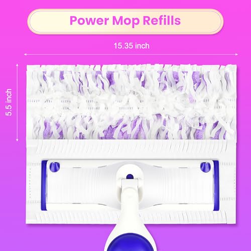 Pure Realm 40 Cout Power Mop Pads Refills for Powermop , Multi-Surface Disposablen swiffer Power Mop Pads，Unscented Spray Cleaning Repalcement Pads Refill - color: Purple 40 Mop Pads