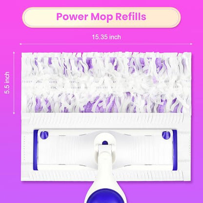 Pure Realm 40 Cout Power Mop Pads Refills for Powermop , Multi-Surface Disposablen swiffer Power Mop Pads，Unscented Spray Cleaning Repalcement Pads Refill - color: Purple 40 Mop Pads