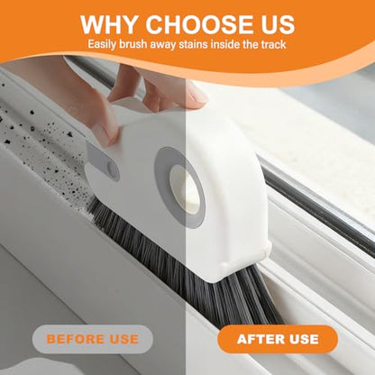 2 in 1 Window Track Cleaning Brush, 2026 New Groove Crevice Cleaning Tool, Multifunctional Hard Bristle Grip Brush with Hidden Scraper, Gap Scrub Brush for Sliding Door, Window Sill (1Pc-Grey) - color: 1pc-grey