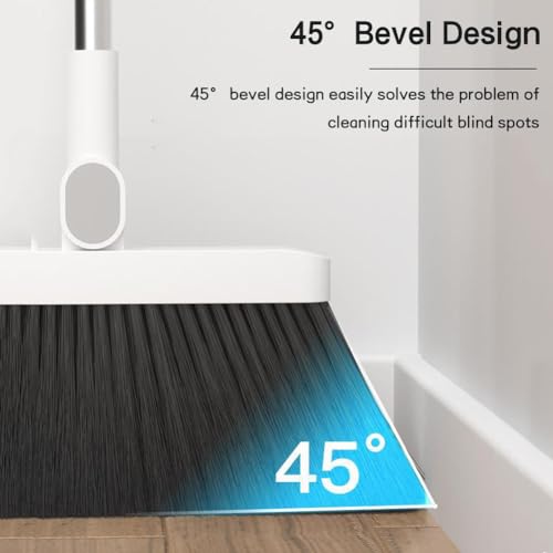 VINGAA Broom and Dustpan Set,Standing Broom and Dustpan Set,Broom and Dust Pan Set with Long Handle,180° Rotating Indoor Broom and Dustpan Set,with Comb Teeth,for Office Lobby,Living Room,Garden