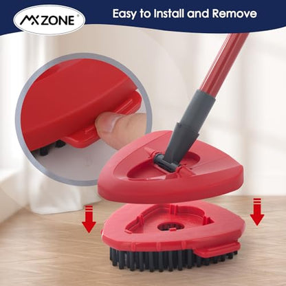 Scrubber Mop Head Replacement Compatible with O Cedar EasyWring 1 Tank System, Spin Mop Scrub Brush Head, Hard Bristle Cleaning Brush Attachment, Not Fit RinseClean, 2 Pack
