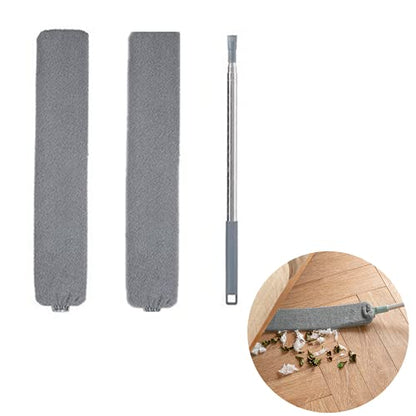 Retractable Gap Dust Cleaner, Cleaning Tool Under Appliance Or Sofa,Microfiber Hand Duster, Detachable and Washable Gap Cleaning Brush, Couch Cleaner, Including A Replacement Cloth Cover Gray