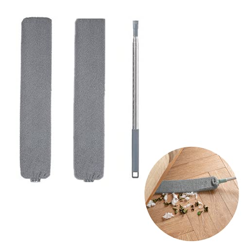 Retractable Gap Dust Cleaner, Cleaning Tool Under Appliance Or Sofa,Microfiber Hand Duster, Detachable and Washable Gap Cleaning Brush, Couch Cleaner, Including A Replacement Cloth Cover Gray