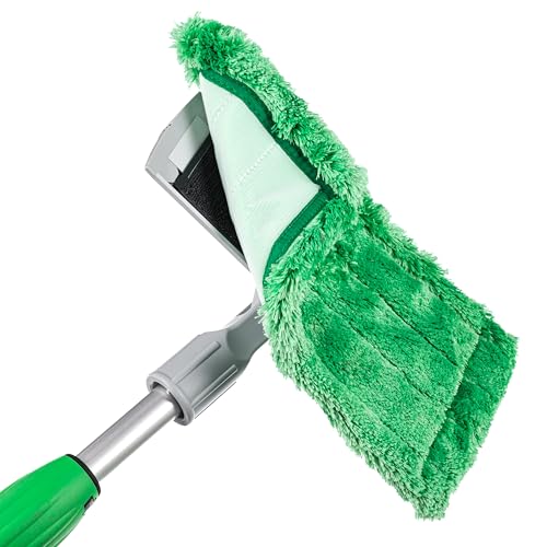 Unger Commercial SpeedClean Starter Kit - Complete Indoor Window Cleaning System with 2 Microfiber Pads and 4 ft Telescopic Pole - WNK04
