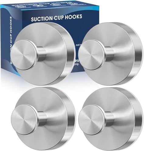 MOTAIPEAK Suction Cup Hooks for Shower,Removable Shower Towel Suction Hooks for Bathroom Wall,Kitchen,Glass,Mirror,Tile to Hang Robes,Loofah-Silver(4-Pack) - color: Silver, size: 4 Pack