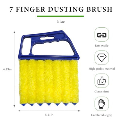 DXNQ Blind Cleaner Duster Tool, Window Venetian Hand-held 7 Finger Dusting Cleaner Brush, Blinds Cleaning Brush Tool for Window Shutters Air Conditioner, Car Accessories (Blue) - color: Blue