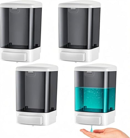 Soap Dispenser Wall Mount 1000ml (33.8oz)–Commercial Heavy-Duty Plastic Liquid Dispenser for Soap,Shampoo,Hand Sanitizer–Manual Pump for Bathroom, Kitchen,Restaurant,Hotel (4 pack-1000ml) - size: 4 pack-1000ml
