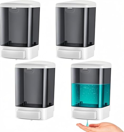 Soap Dispenser Wall Mount 1000ml (33.8oz)–Commercial Heavy-Duty Plastic Liquid Dispenser for Soap,Shampoo,Hand Sanitizer–Manual Pump for Bathroom, Kitchen,Restaurant,Hotel (4 pack-1000ml) - size: 4 pack-1000ml