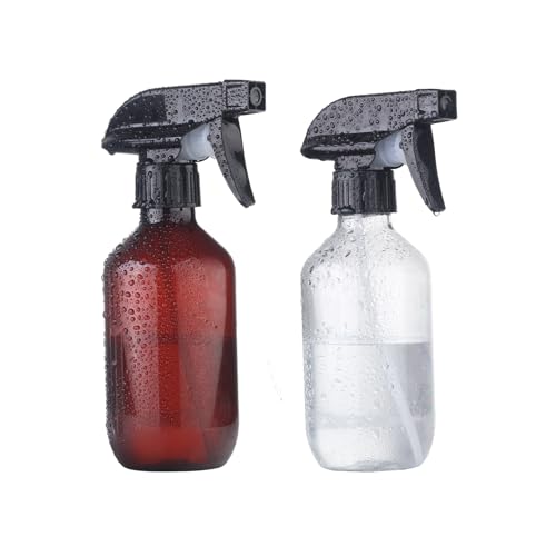 Teyssor Spray Bottles Water Spray Bottle - BPA Free - 10 oz/300 ml Plastic Refillable Containers Fine Mist Small Spray Bottle with Adjustable Nozzle for Hair, Cooking, Cleaning - color: Brown-2 pack
