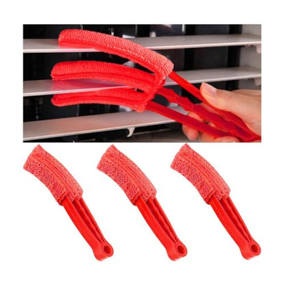 3PCS Mini Duster for Car Air Vent, Automotive Air Conditioner Cleaner and Brush, Vehicle Blind Dust Cleaning Tool for Keyboard, Window, Shutter, Universal for SUV, Truck, RV（Red） - color: Red